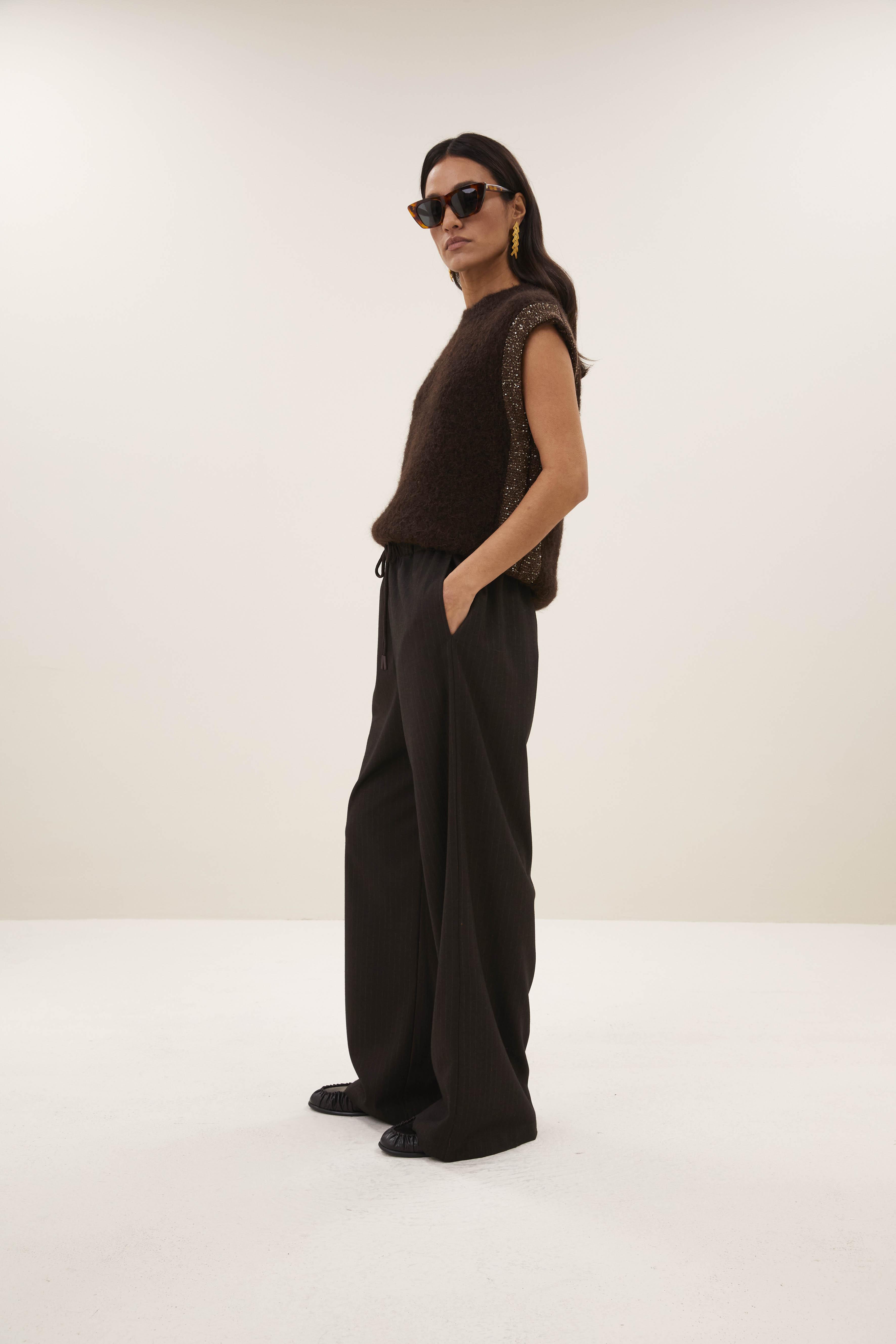 By-Bar Pelle Pinstripe Pants Damen Stoffhose Viskose braun